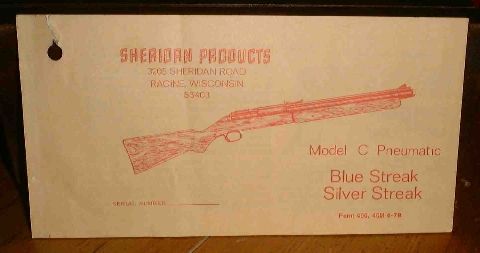 Sheridan Blue Streak Serial Numbers Sheridan Blue Streak Serial Numbers
