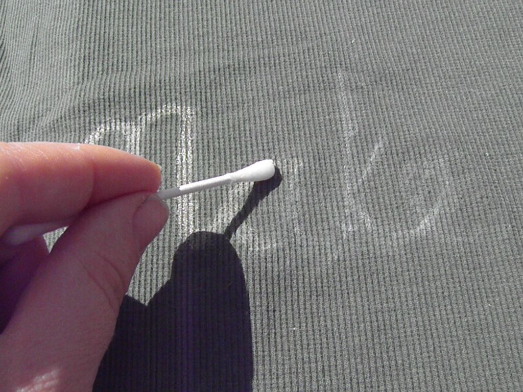 Follow chalk lines with Q-tip dipped in bleach