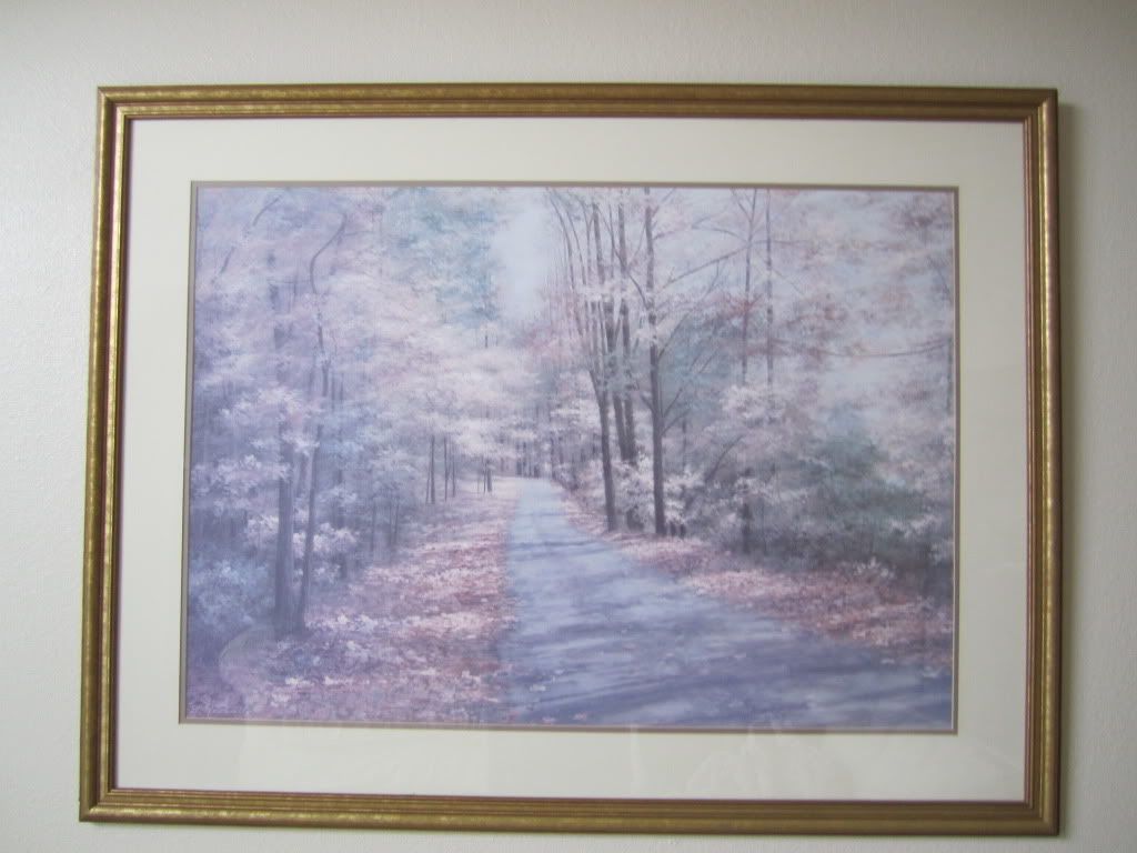 Large Painting Wooded Area Pastel Colors