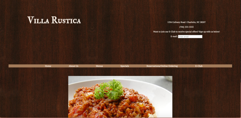 Villa Rustica Restaurant Website Screenshot