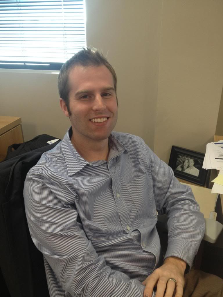 Kyle at the start of Movember Kyle, Protect Your Bubble mobile gadget product manager, at the start of Movember