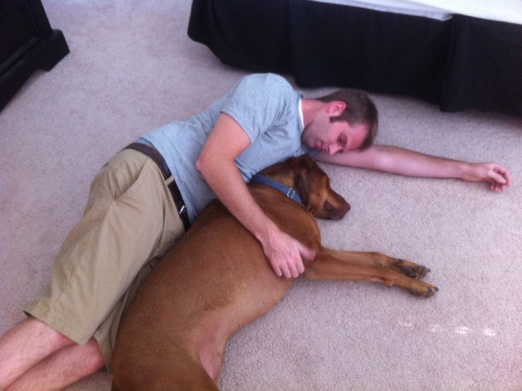 Kyle and Hoss Kyle, Protect Your Bubble Product Manager, and his dog, Hoss